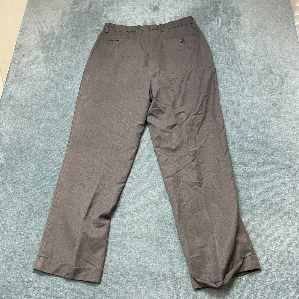 Braggi By Louis Raphael Dress Pants Mens 31x29.5 Brown Pleated Hem Cuffed Hem
